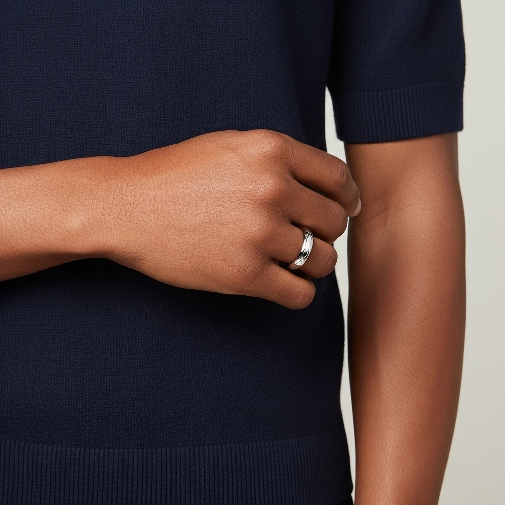 Simple Carved Infinity Men Platinum Wedding Band