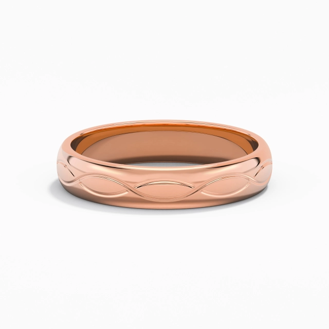 Simple Carved Infinity Men Wedding Band Groove 14K Rose Gold