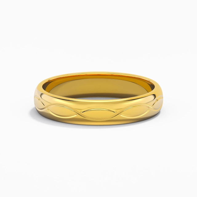 Simple Carved Infinity Men Wedding Band Groove 14K Gold
