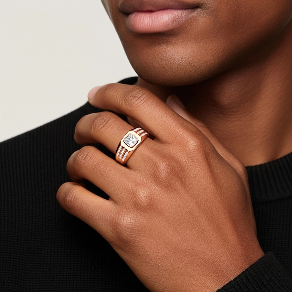 Vintage Wide Cubic Zirconia Wedding Band Wedding Ring