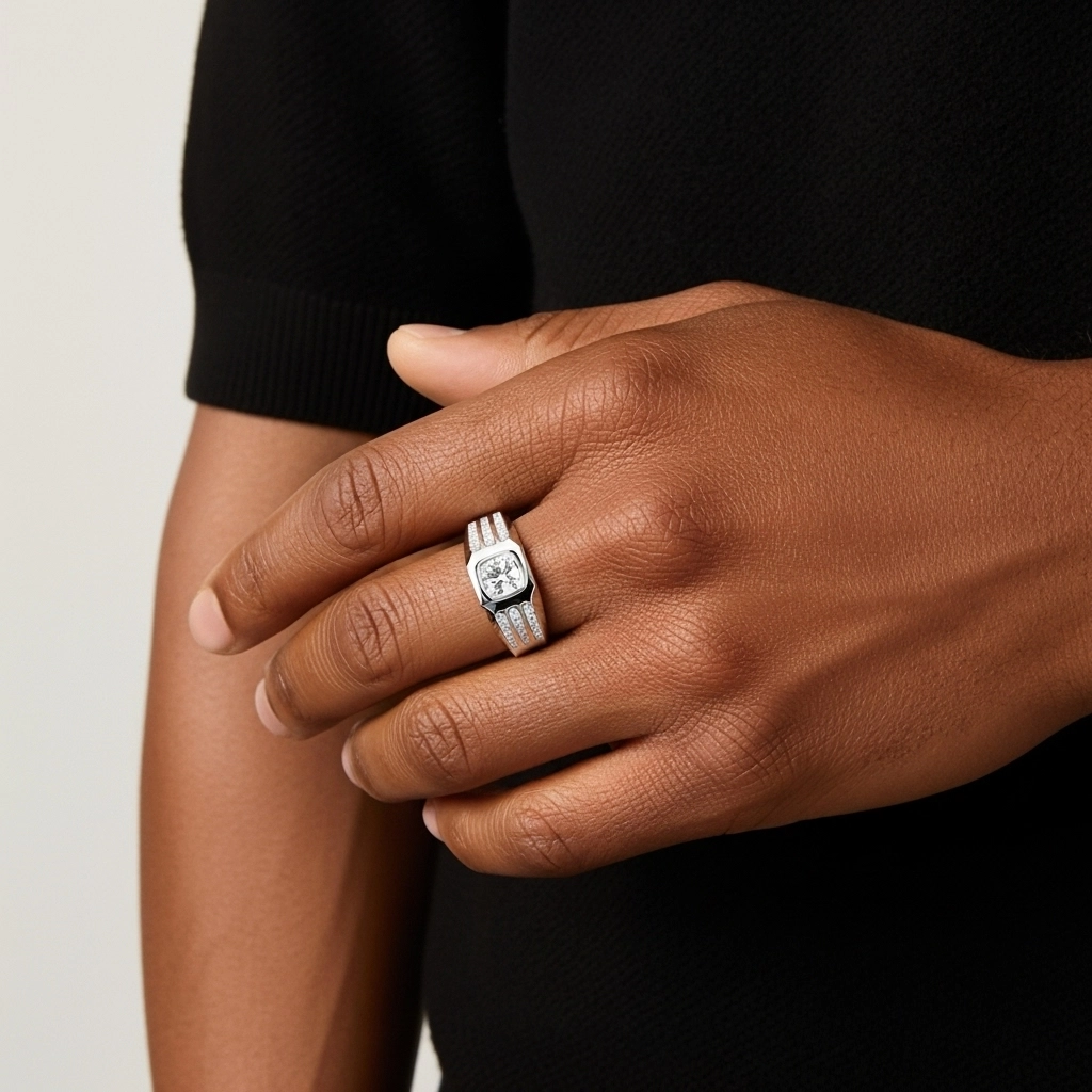 Vintage Wide Cubic Zirconia Wedding Band Wedding Ring