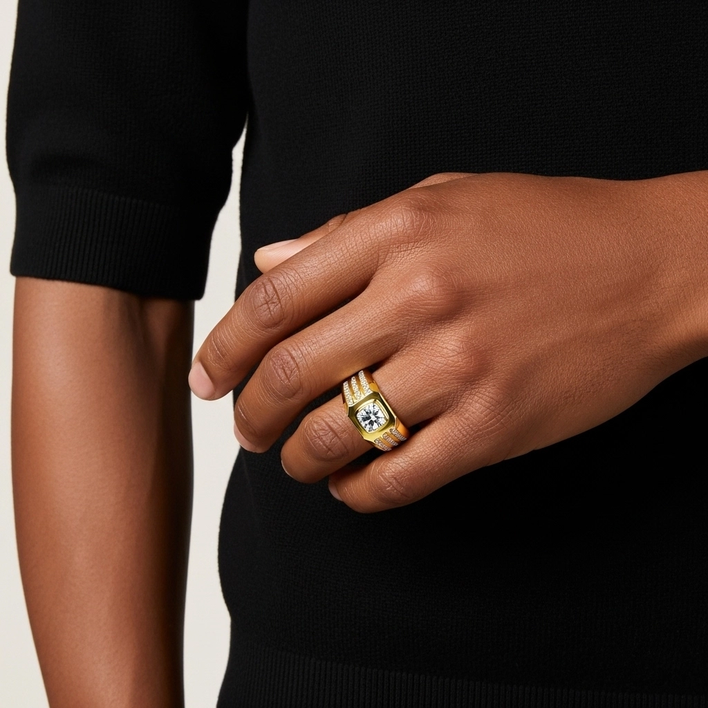 Vintage Wide Cubic Zirconia Wedding Band Wedding Ring