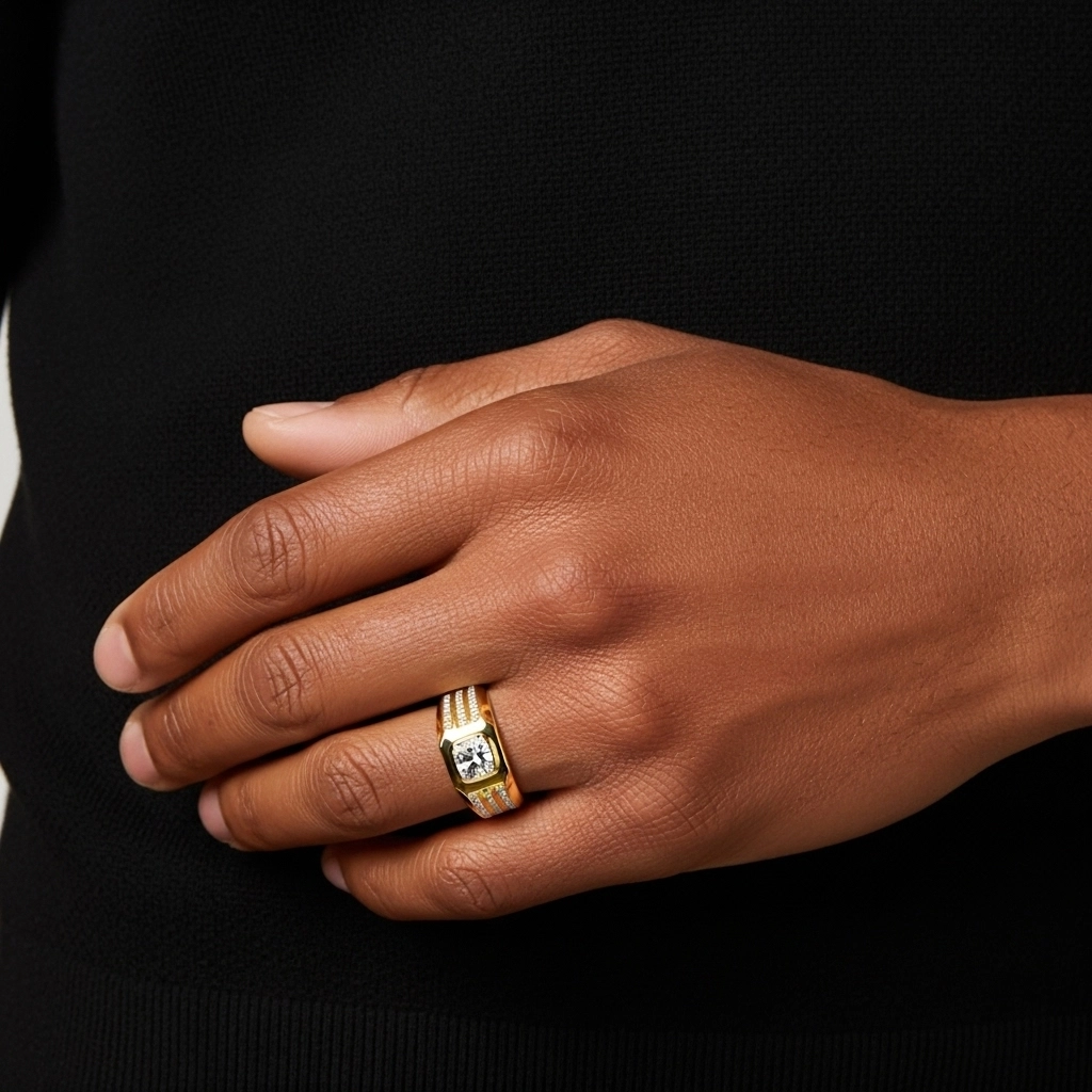 Vintage Wide Cubic Zirconia Wedding Band Wedding Ring