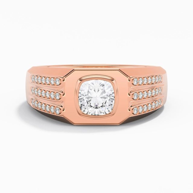Vintage Wide Men 14K Rose Gold Wedding Band