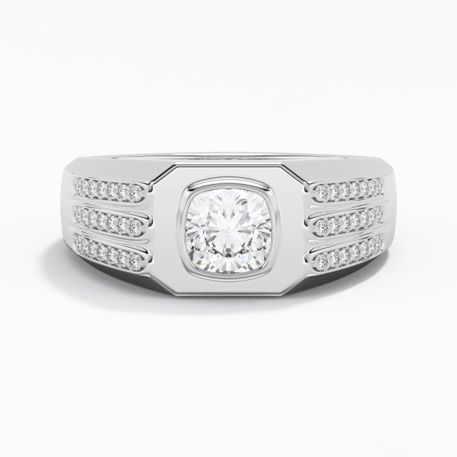 Vintage Wide Men 14K White Gold Wedding Band