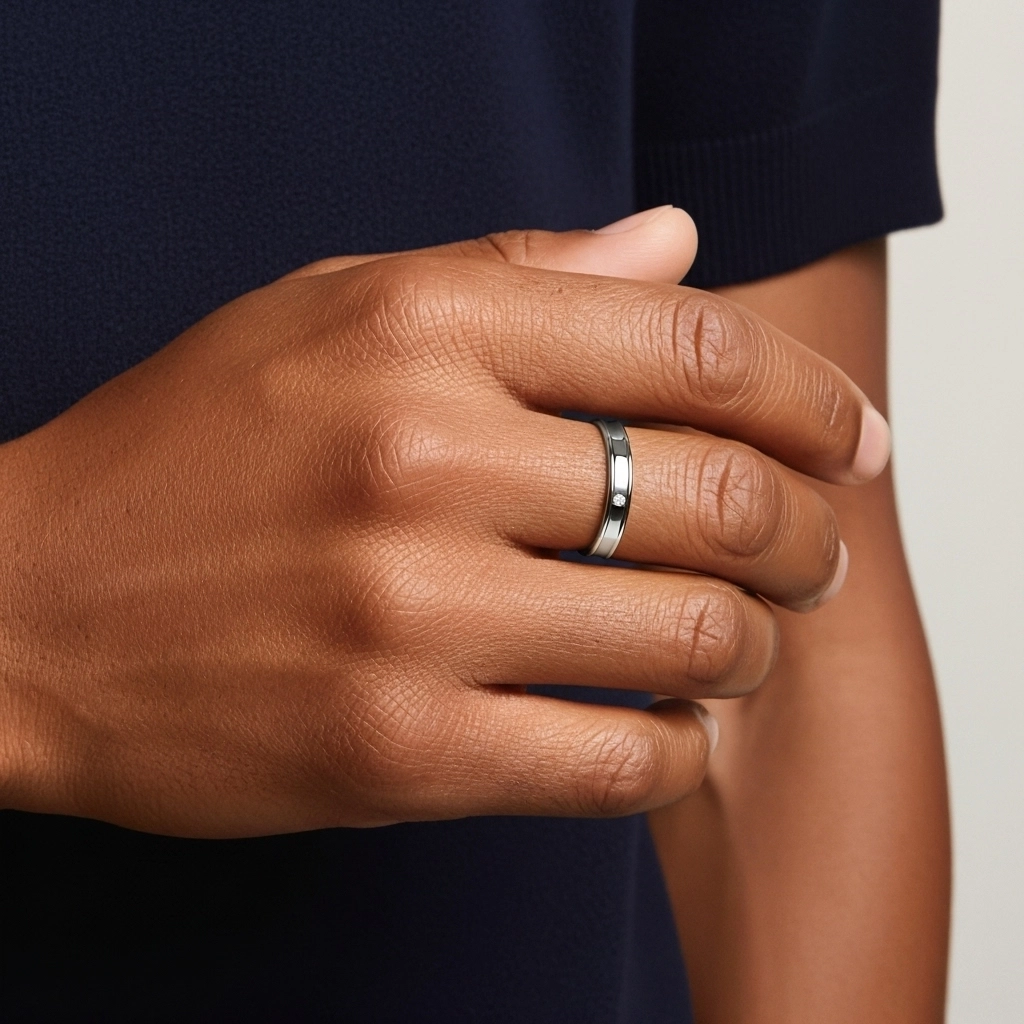 Large Sculpté Hommes Argent sterling 925 Alliance