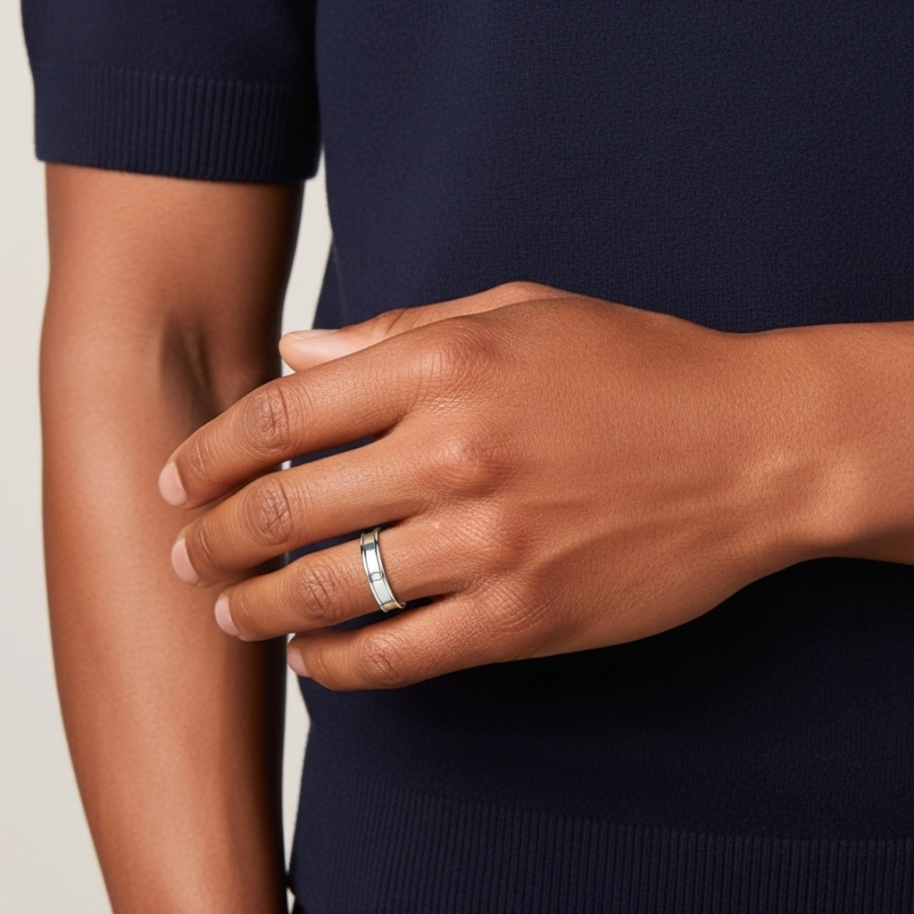 Large Sculpté Hommes Argent sterling 925 Alliance