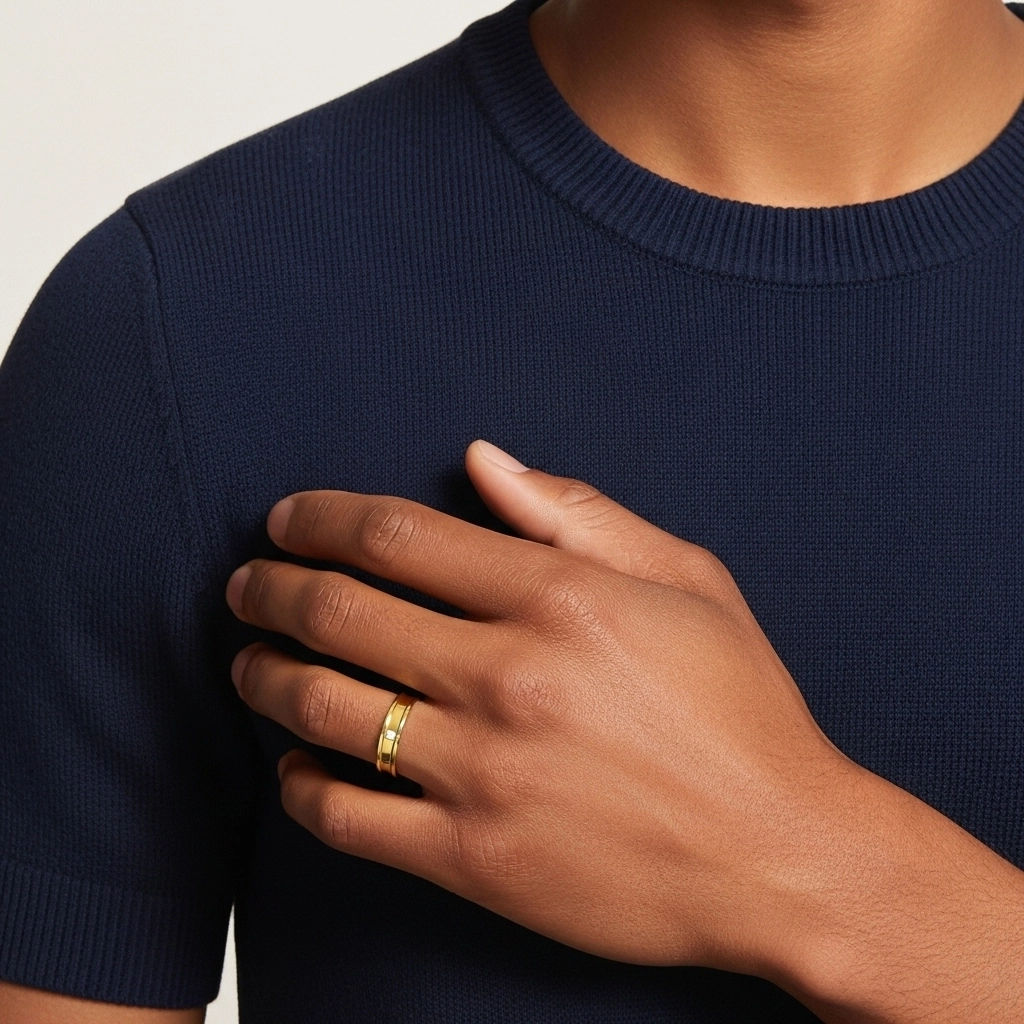 Large Sculpté Hommes Argent sterling 925 Alliance