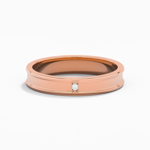 Wide Carved Men Wedding Band Inlay 14K Rose Gold
