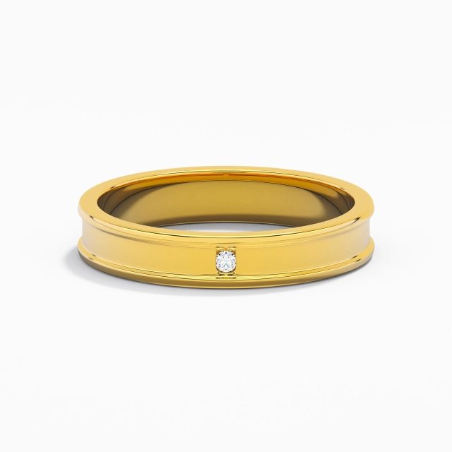 Wide Carved Men Wedding Band 18K Yellow Gold Inlay 925 Sterling Silver