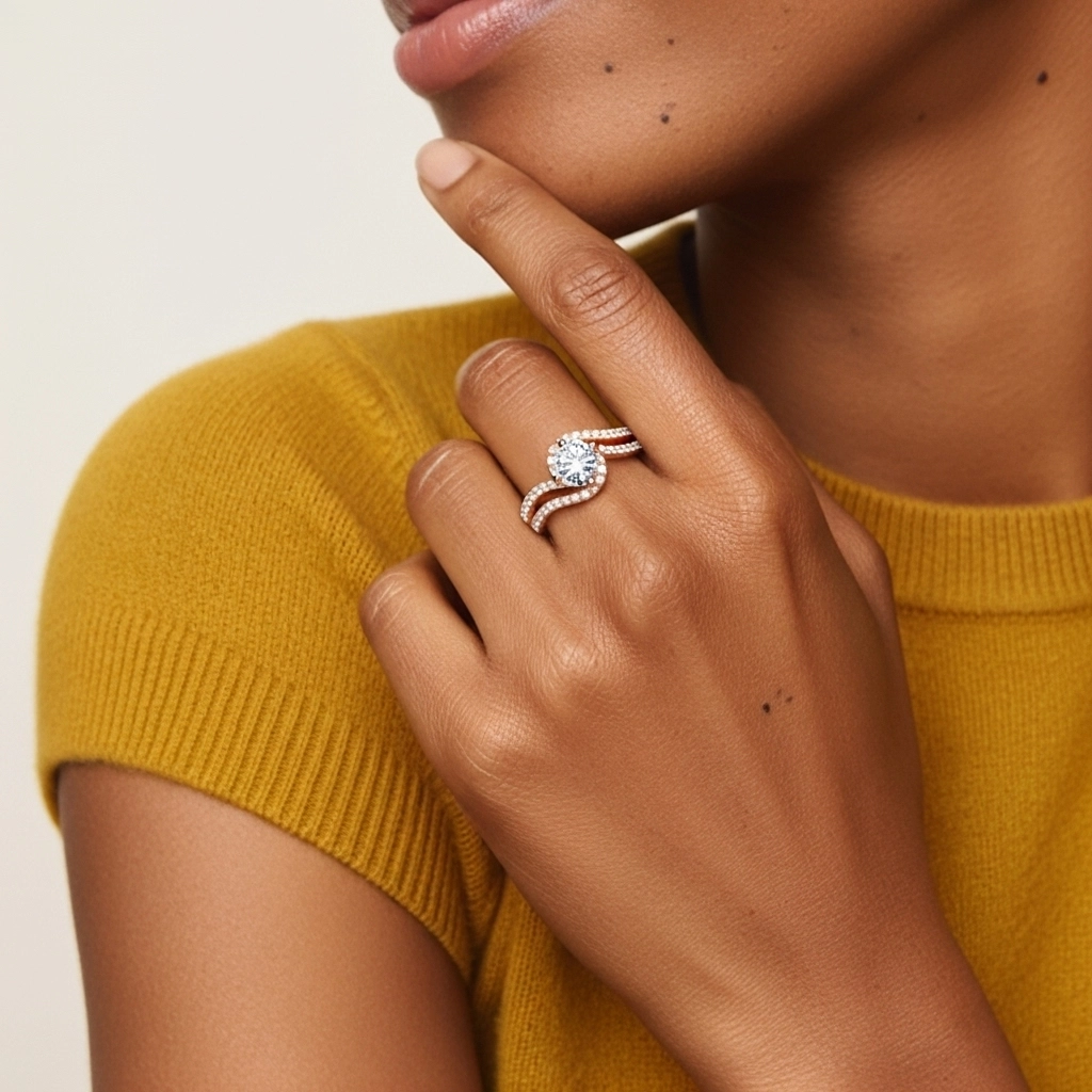 Pavé Anillo de Compromiso 1.00ct Moissanita