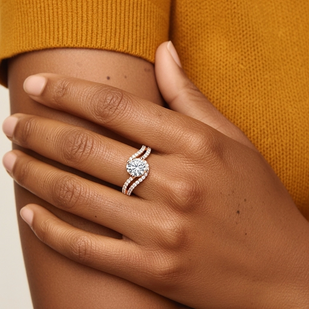 Pavé Anillo de Compromiso 1.00ct Moissanita