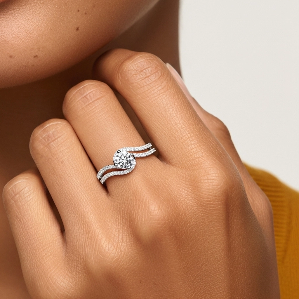 Pavé Bague de fiançailles 1.00ct Moissanite