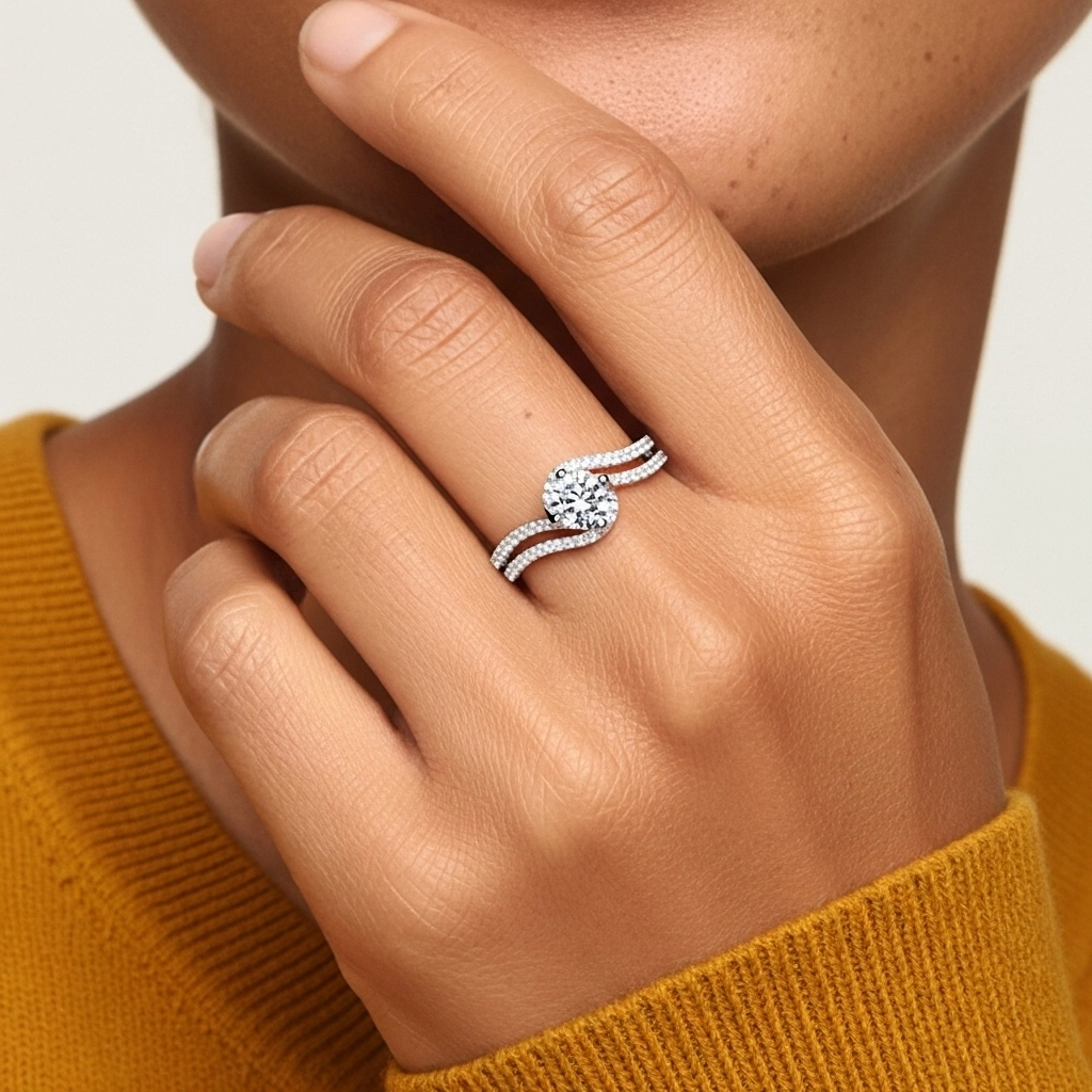 Pavé Bague de fiançailles 1.00ct Moissanite