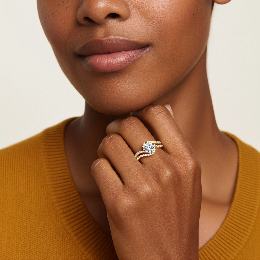 Pavé Bague de fiançailles 1.00ct Moissanite