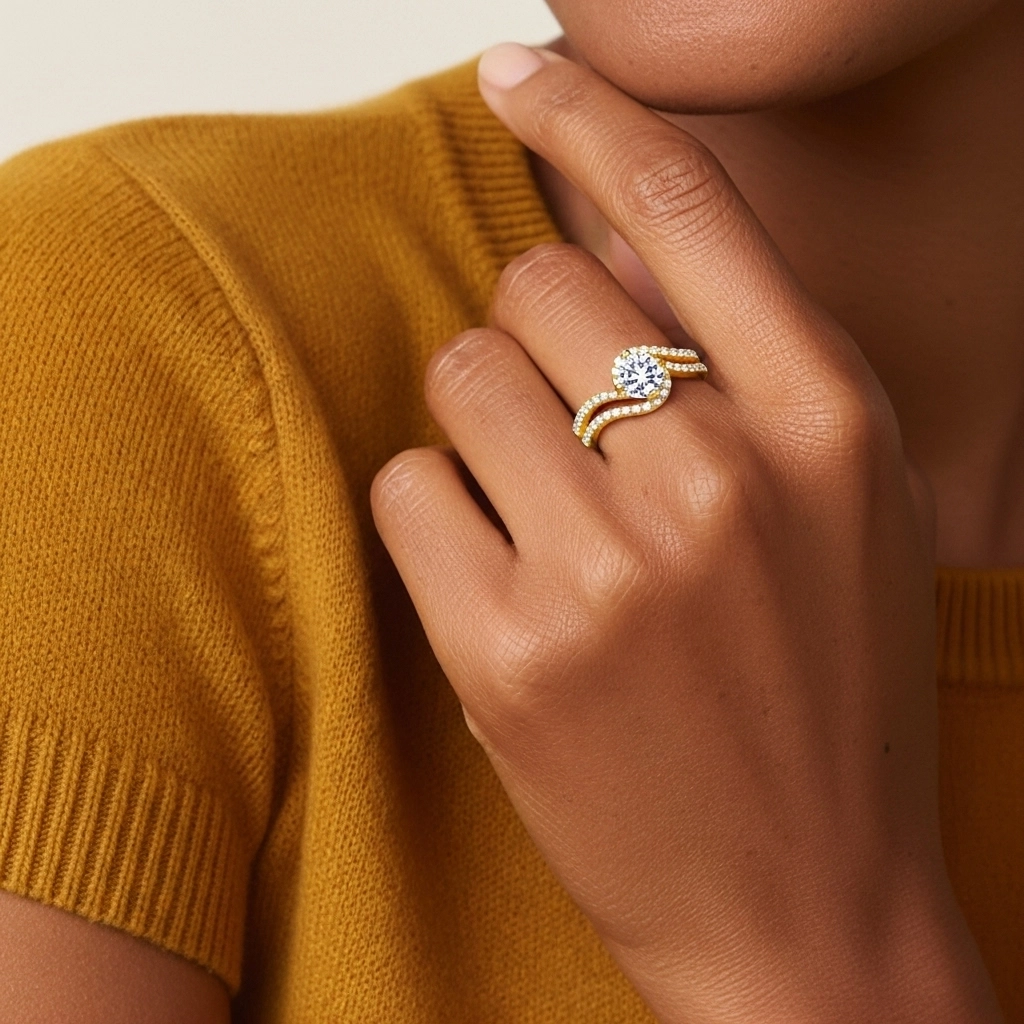 Pavé Bague de fiançailles 1.00ct Moissanite