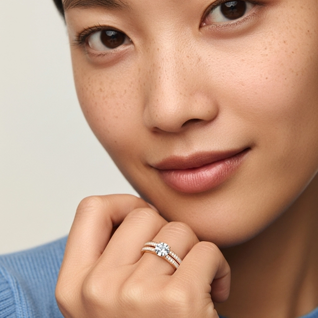 14K Rose Gold Moissanite Bridal Set