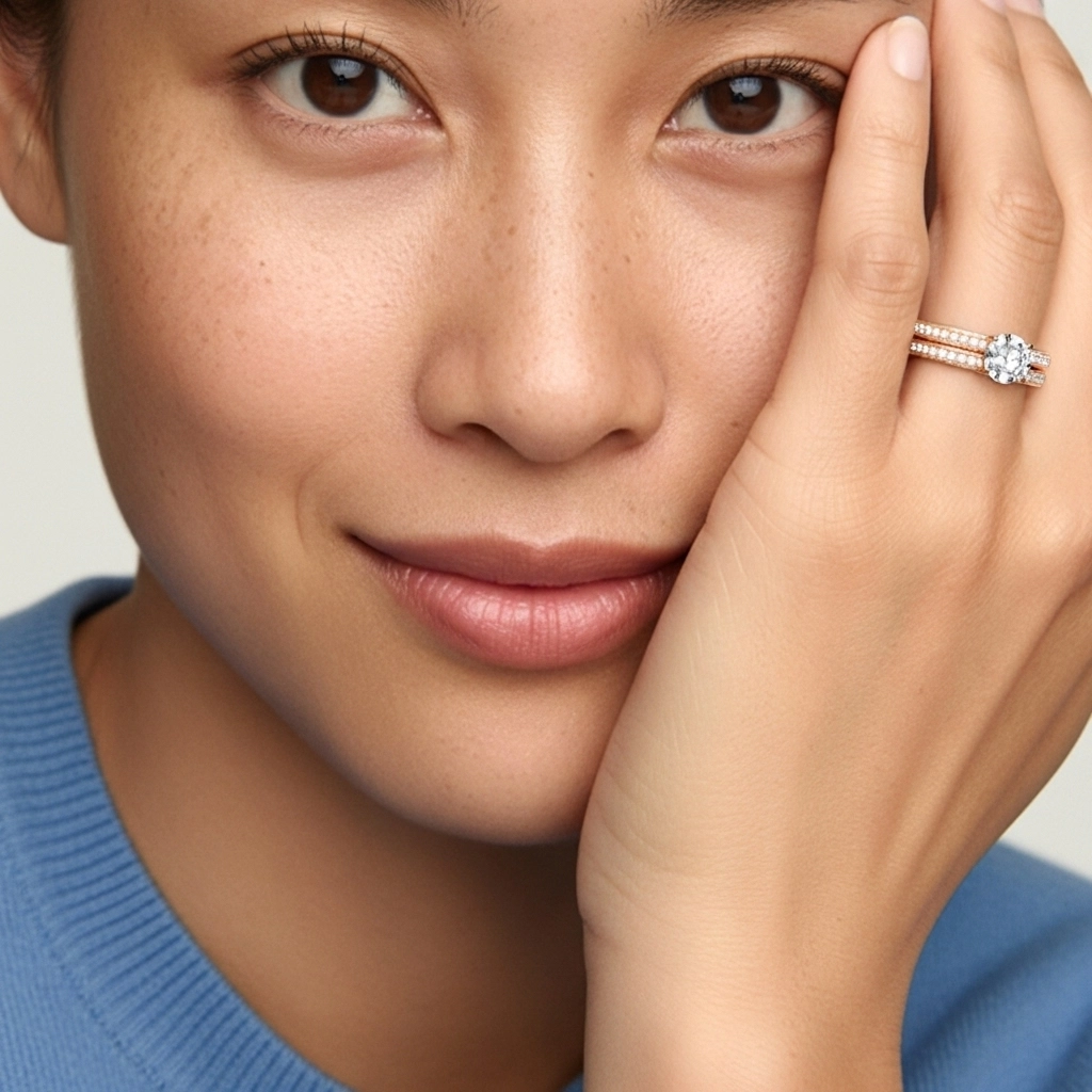 14K Rose Gold Moissanite Bridal Set