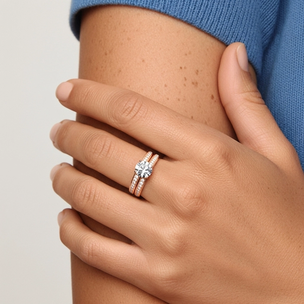 14K Rose Gold Moissanite Bridal Set