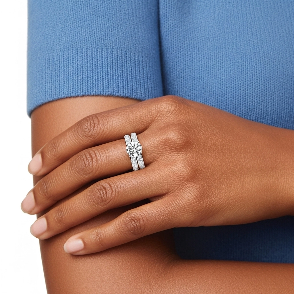 925 Sterling Silver Moissanite Bridal Set