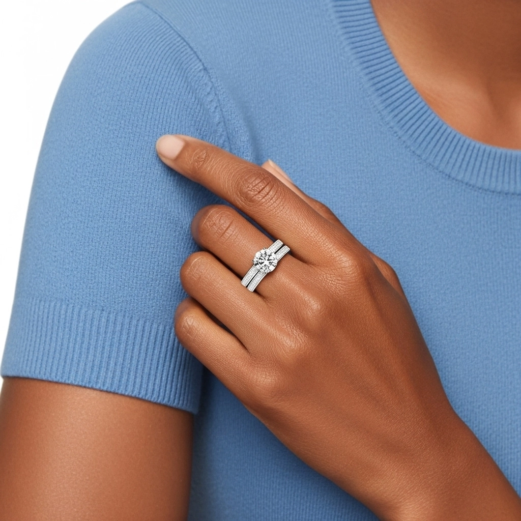 925 Sterling Silver Moissanite Bridal Set