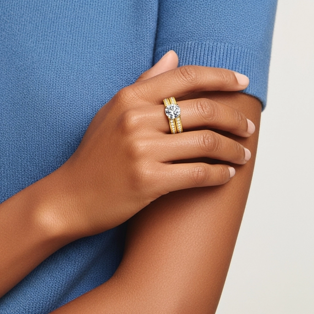 18K Gold Moissanite Bridal Set