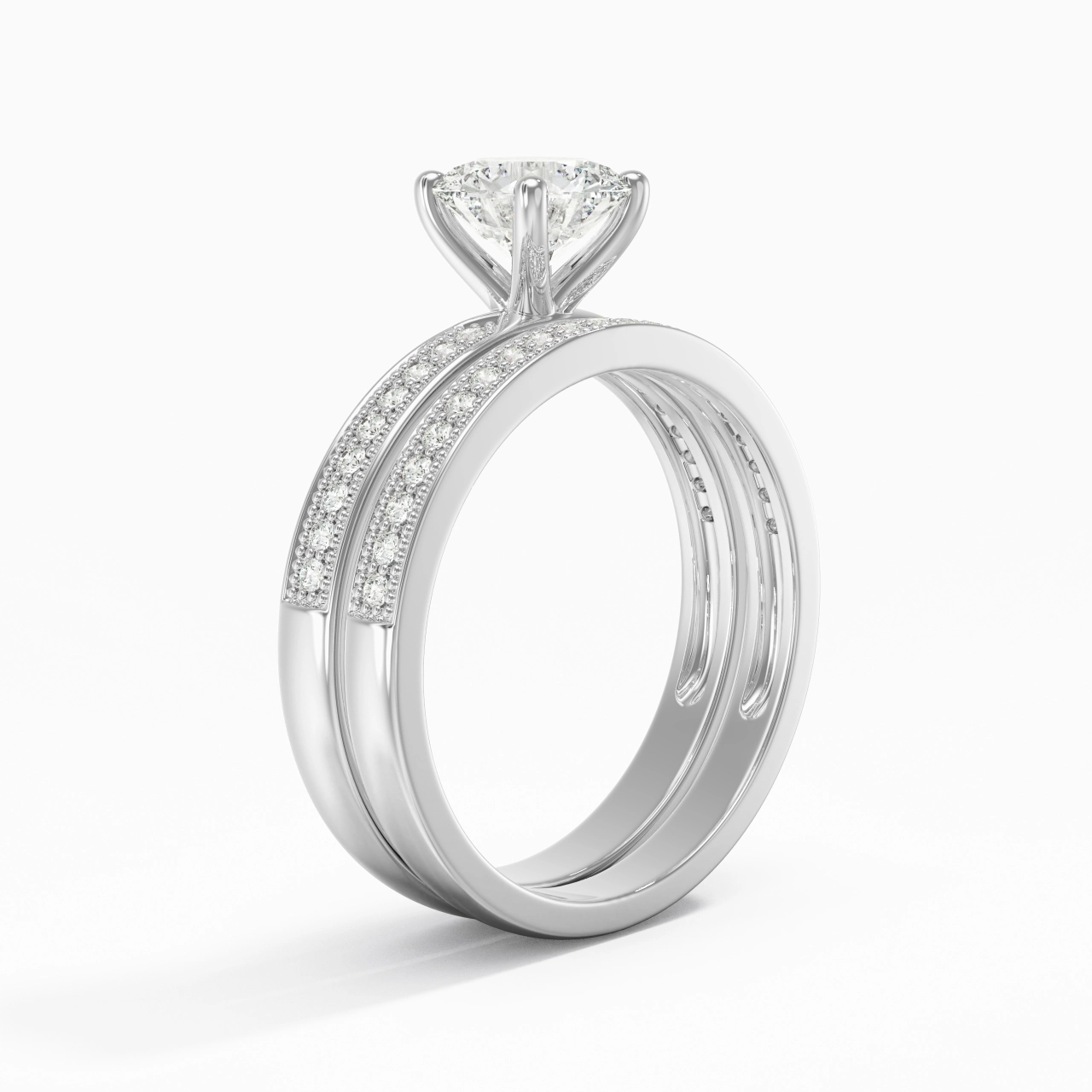18K White Gold Moissanite Bridal Set