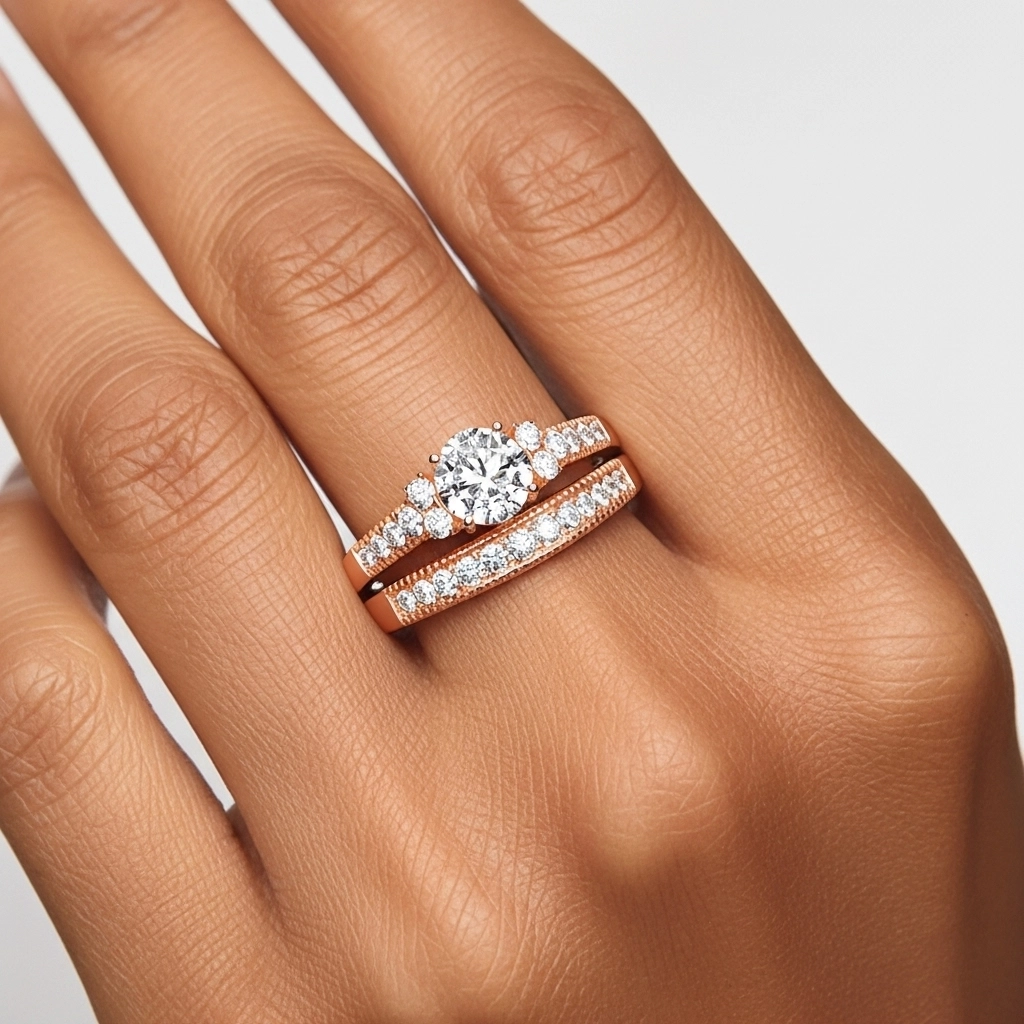 18K Rose Gold Moissanite Bridal Set