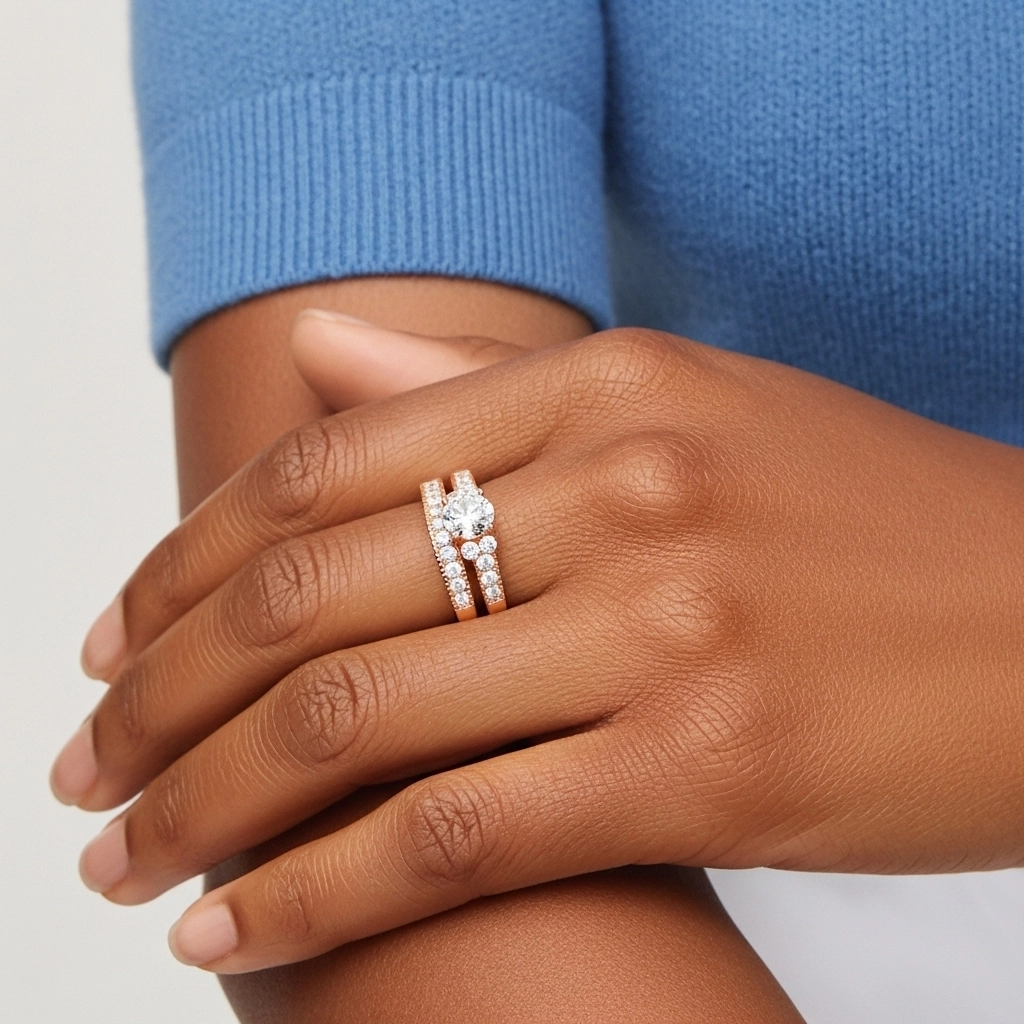 18K Rose Gold Moissanite Bridal Set