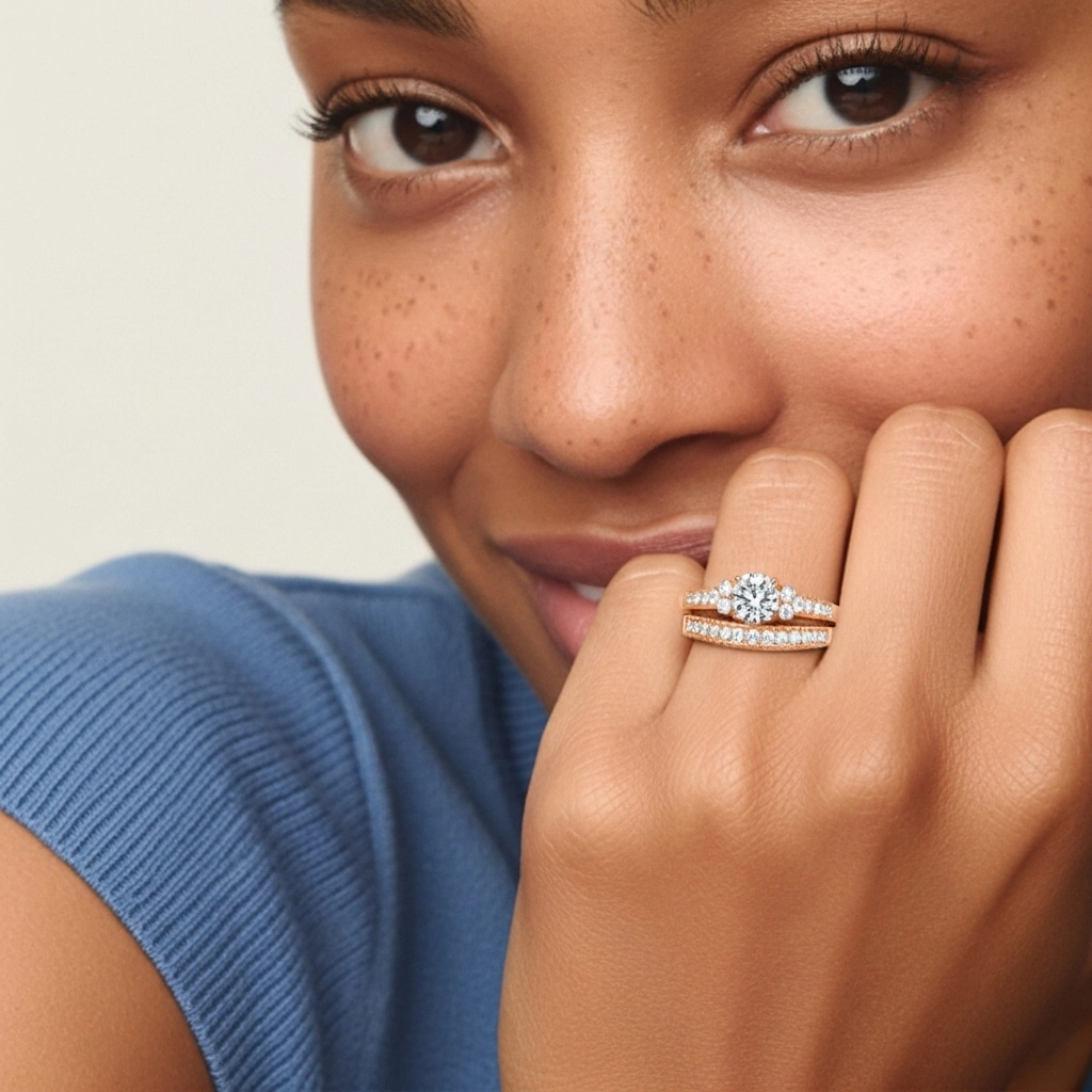 18K Rose Gold Moissanite Bridal Set