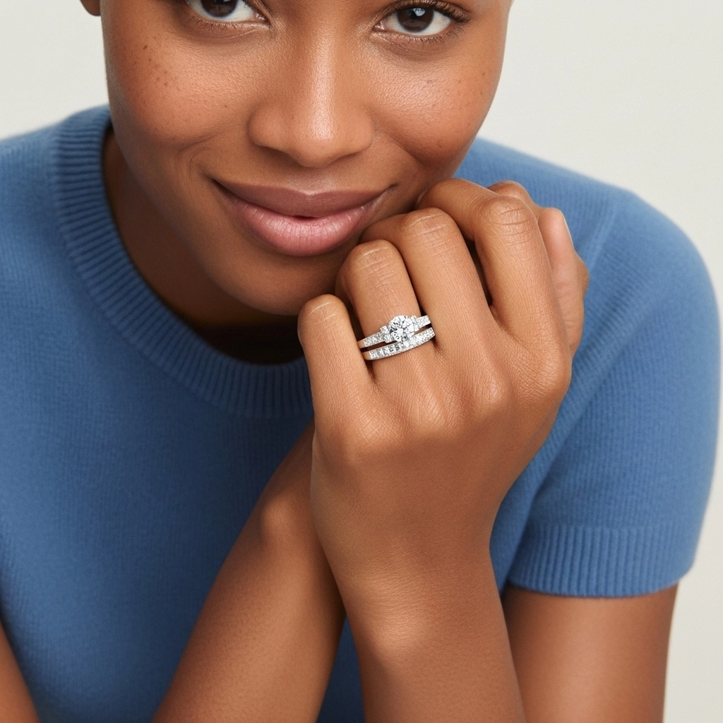 925 Sterling Silver Moissanite Bridal Set