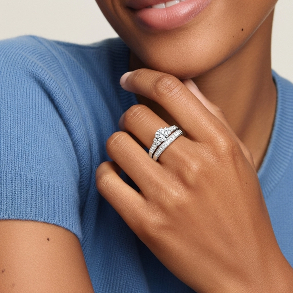 14K White Gold Moissanite Bridal Set