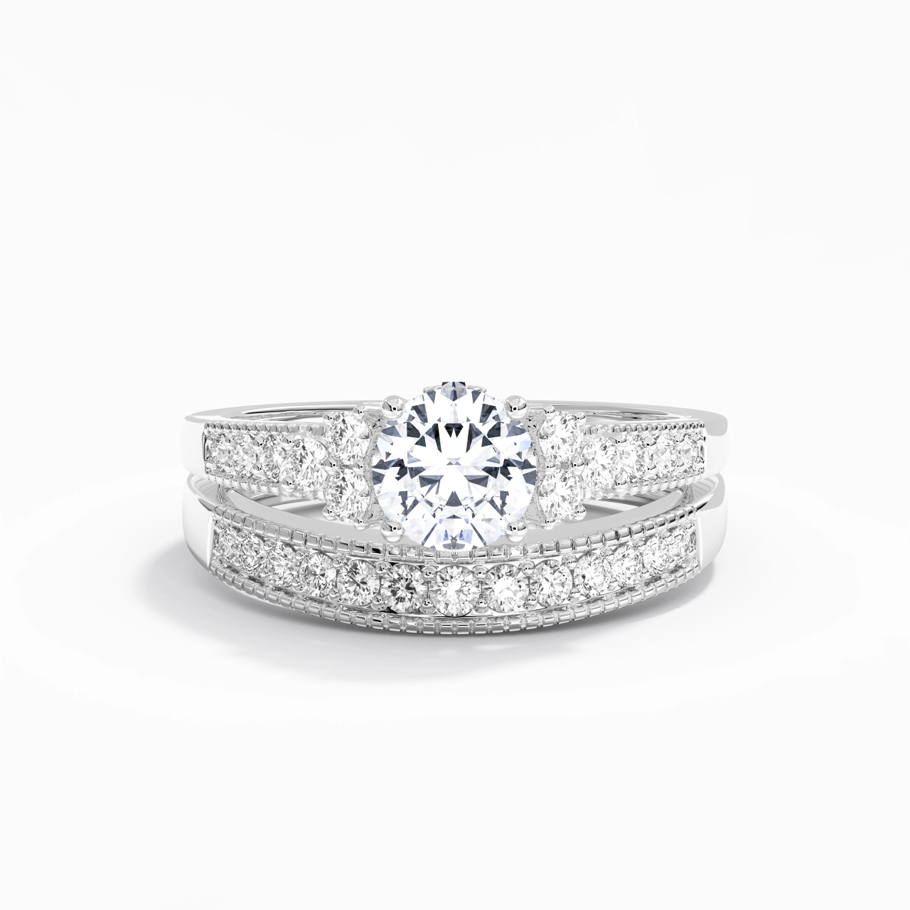 18K White Gold Moissanite Bridal Set