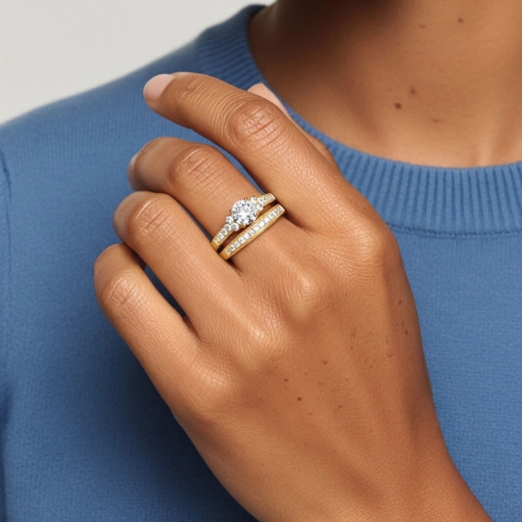 14K Gold Moissanite Bridal Set