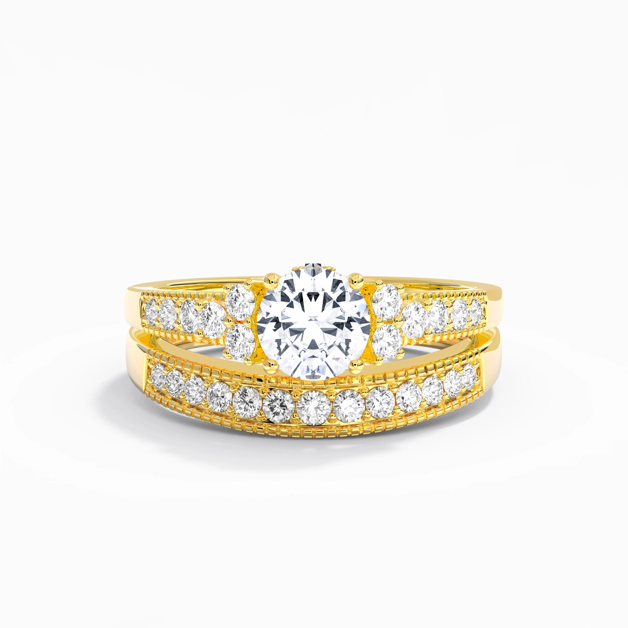 14K Gold Moissanite Bridal Set