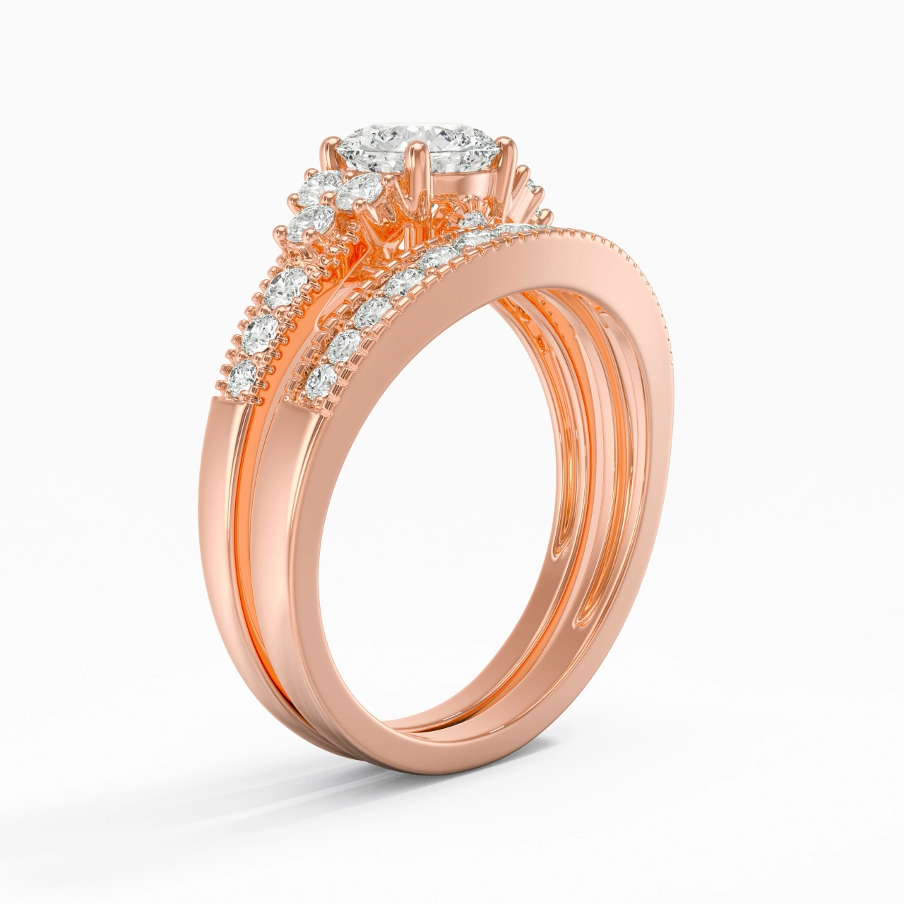 18K Rose Gold Moissanite Bridal Set