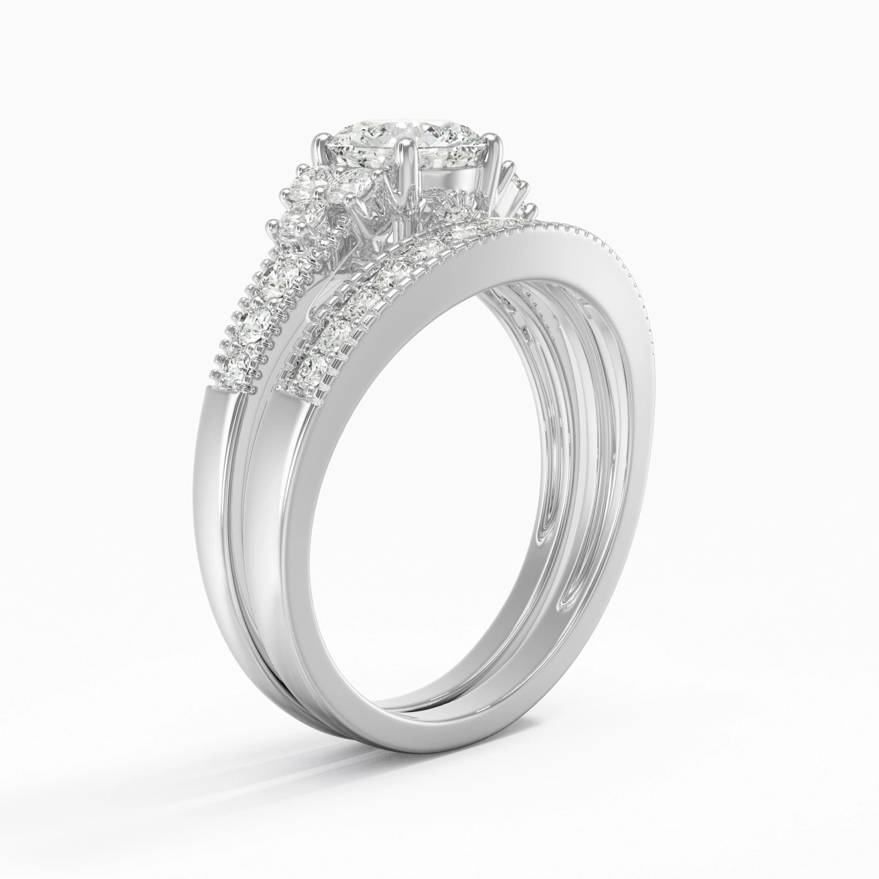 18K White Gold Moissanite Bridal Set