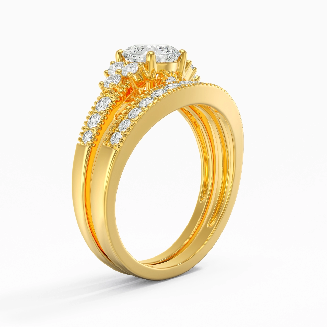 14K Gold Moissanite Bridal Set