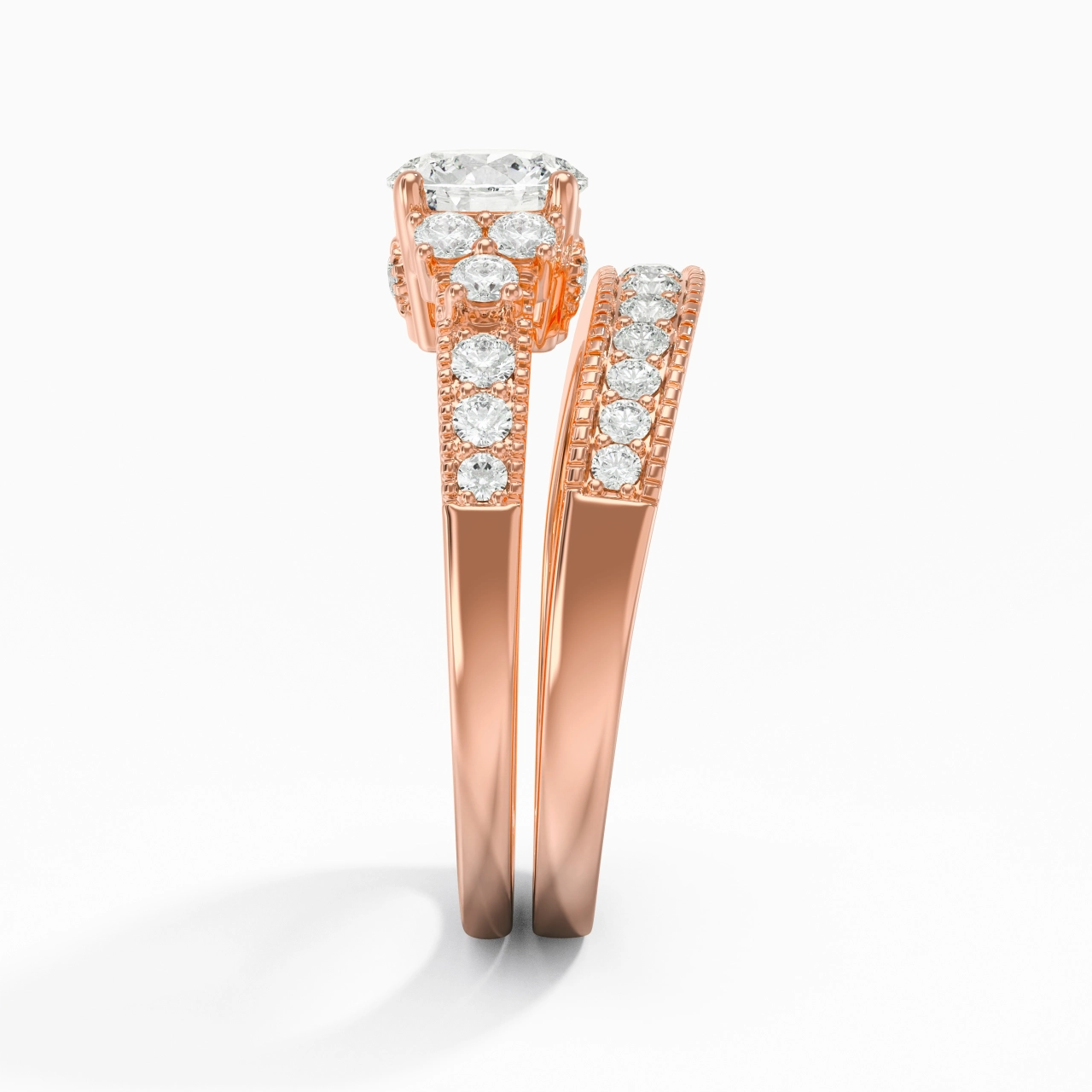 18K Rose Gold Moissanite Bridal Set