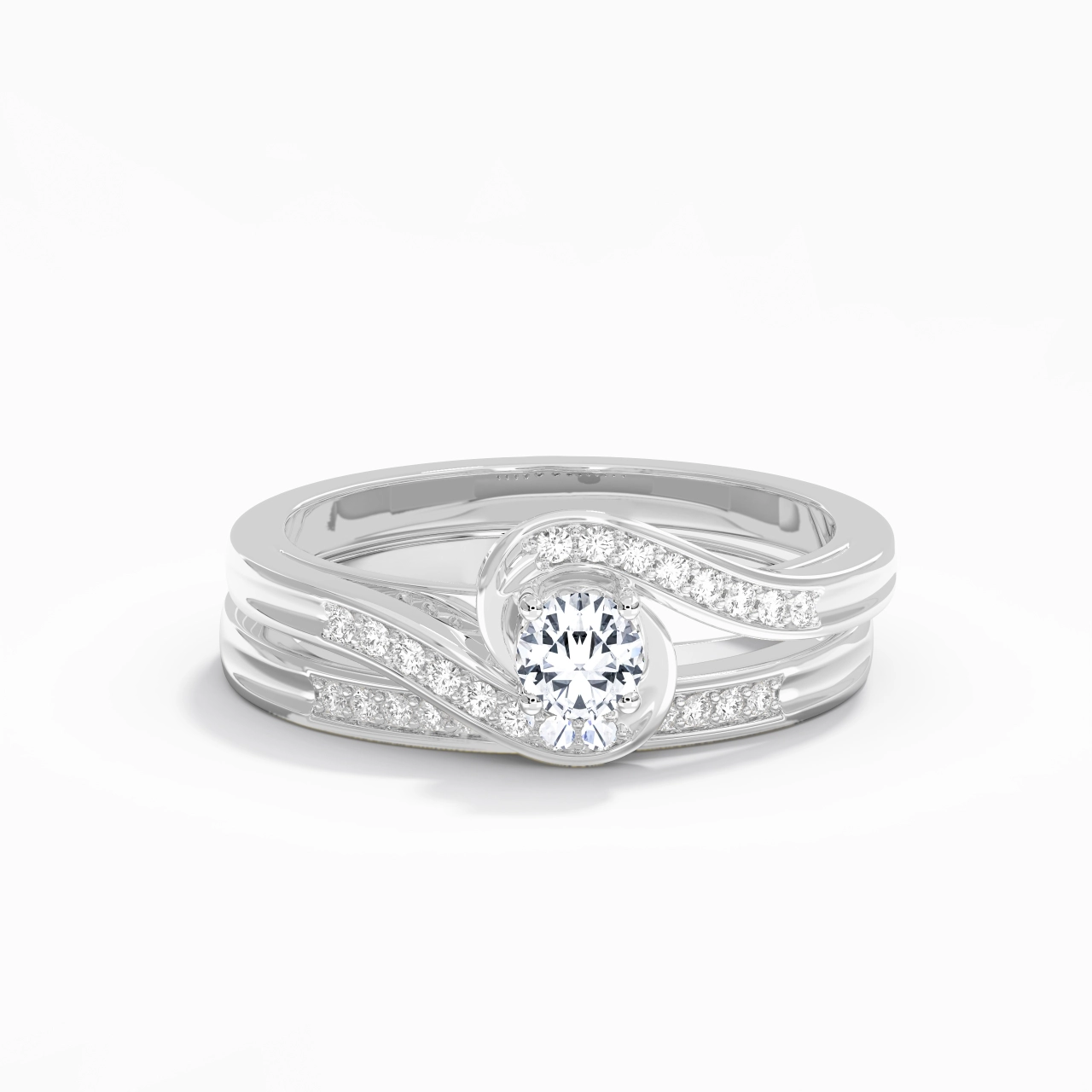 Or blanc 14 carats Moissanite Ensemble nuptial