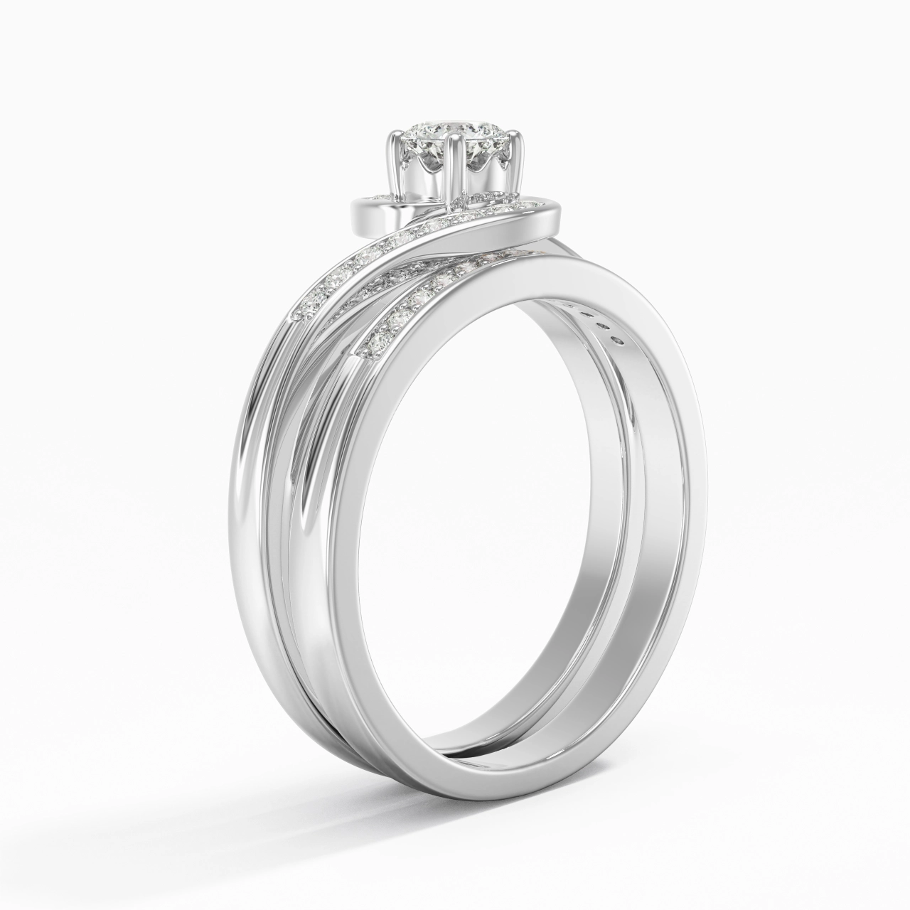 Or blanc 14 carats Moissanite Ensemble nuptial
