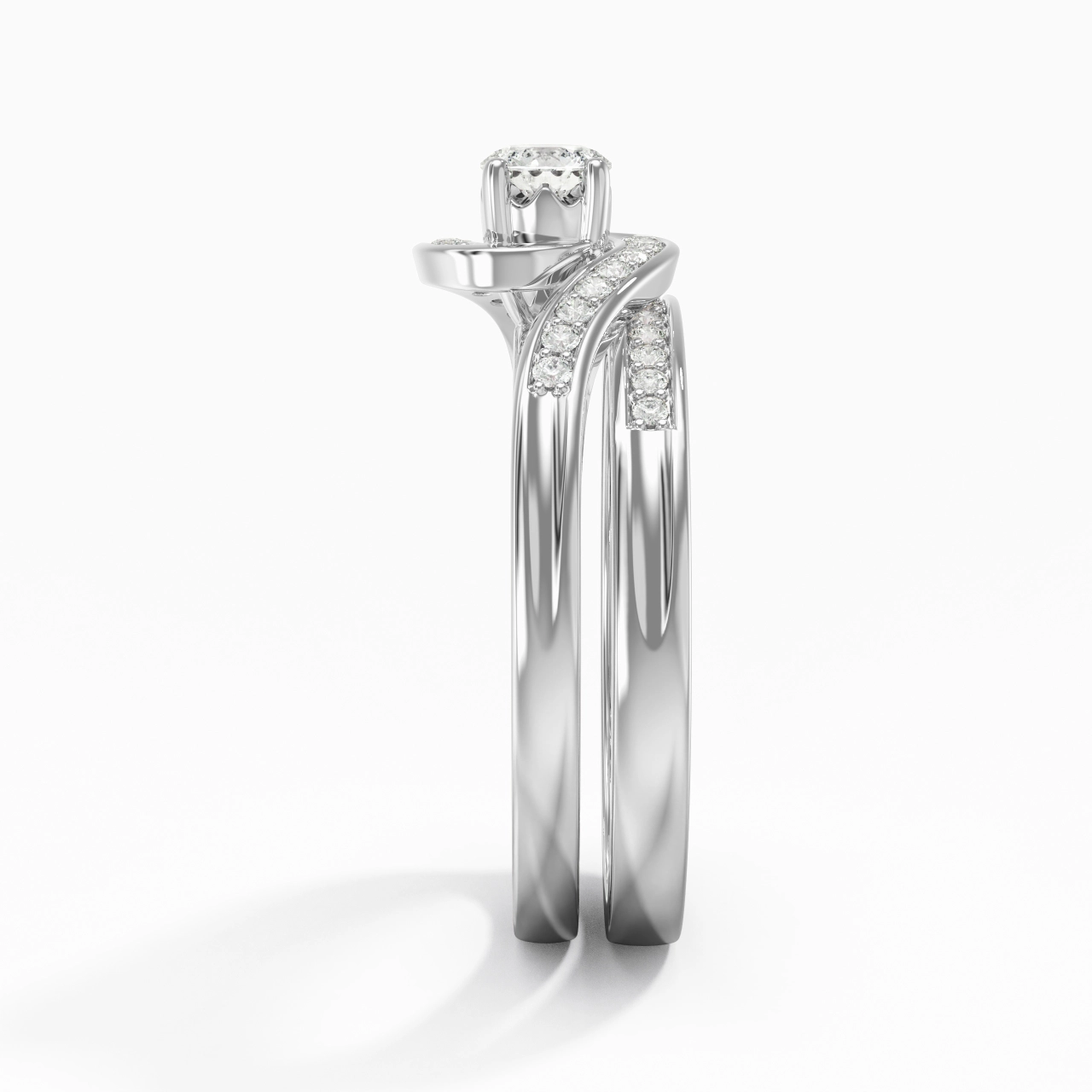 Or blanc 14 carats Moissanite Ensemble nuptial