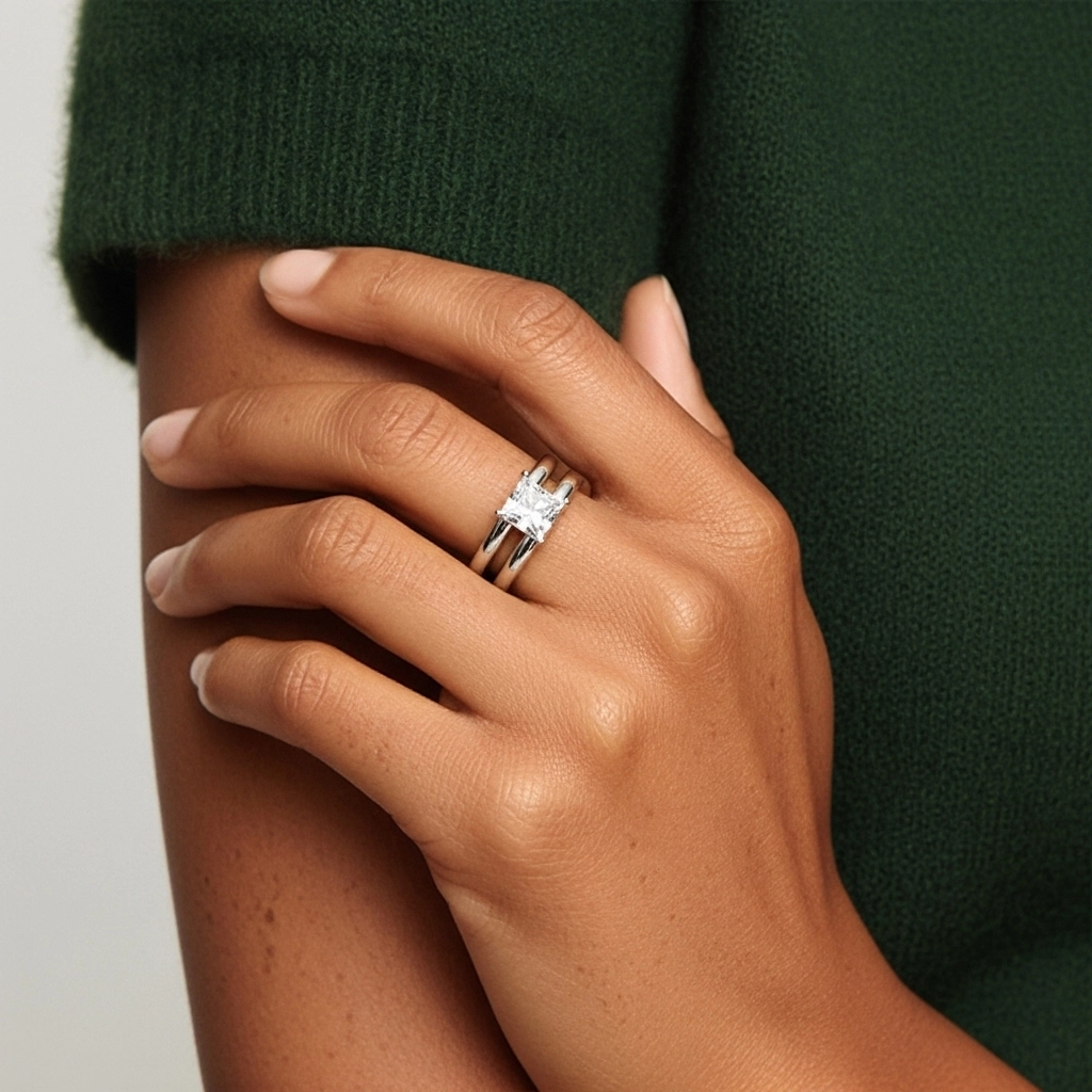 925 Sterling Silver Moissanite Bridal Set