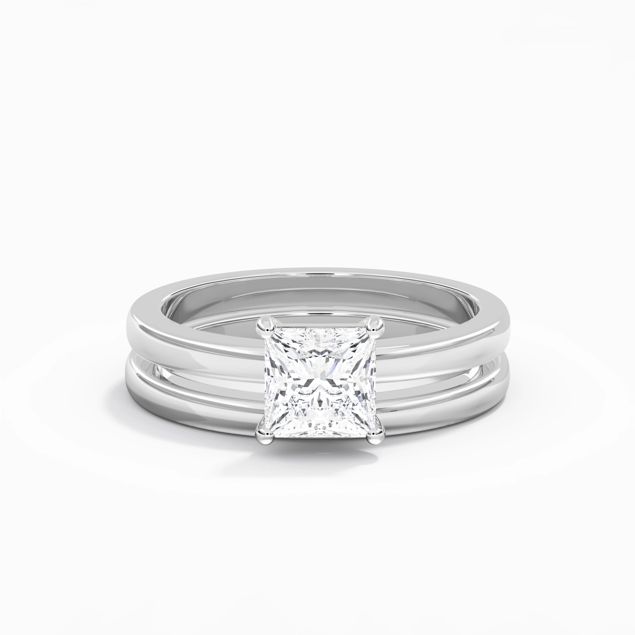 18K White Gold Moissanite Bridal Set