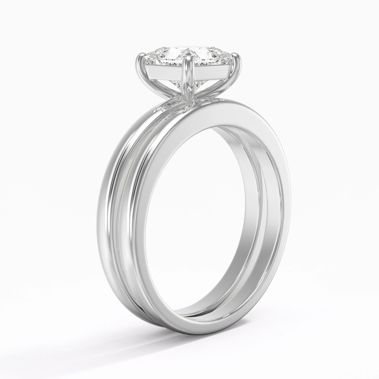 18K White Gold Moissanite Bridal Set