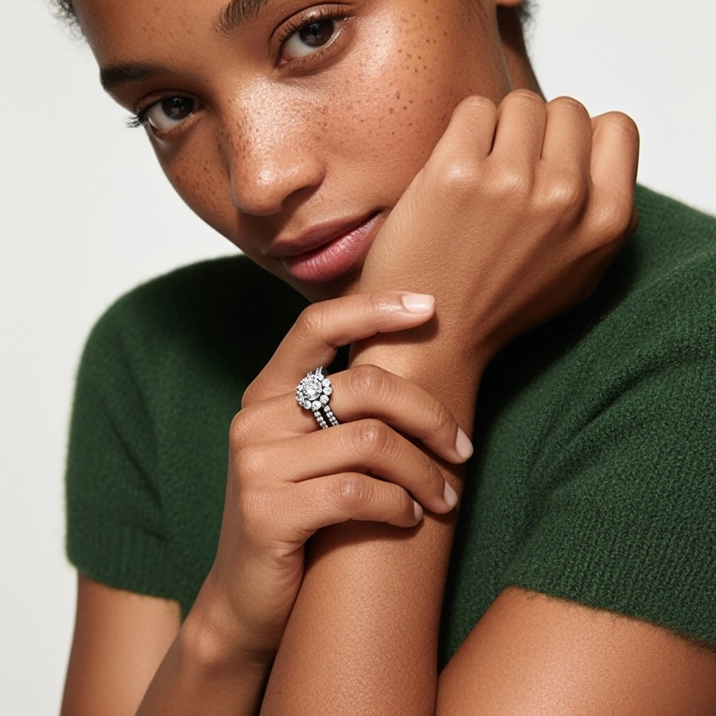 White Cubic Zirconia Wedding Ring Set