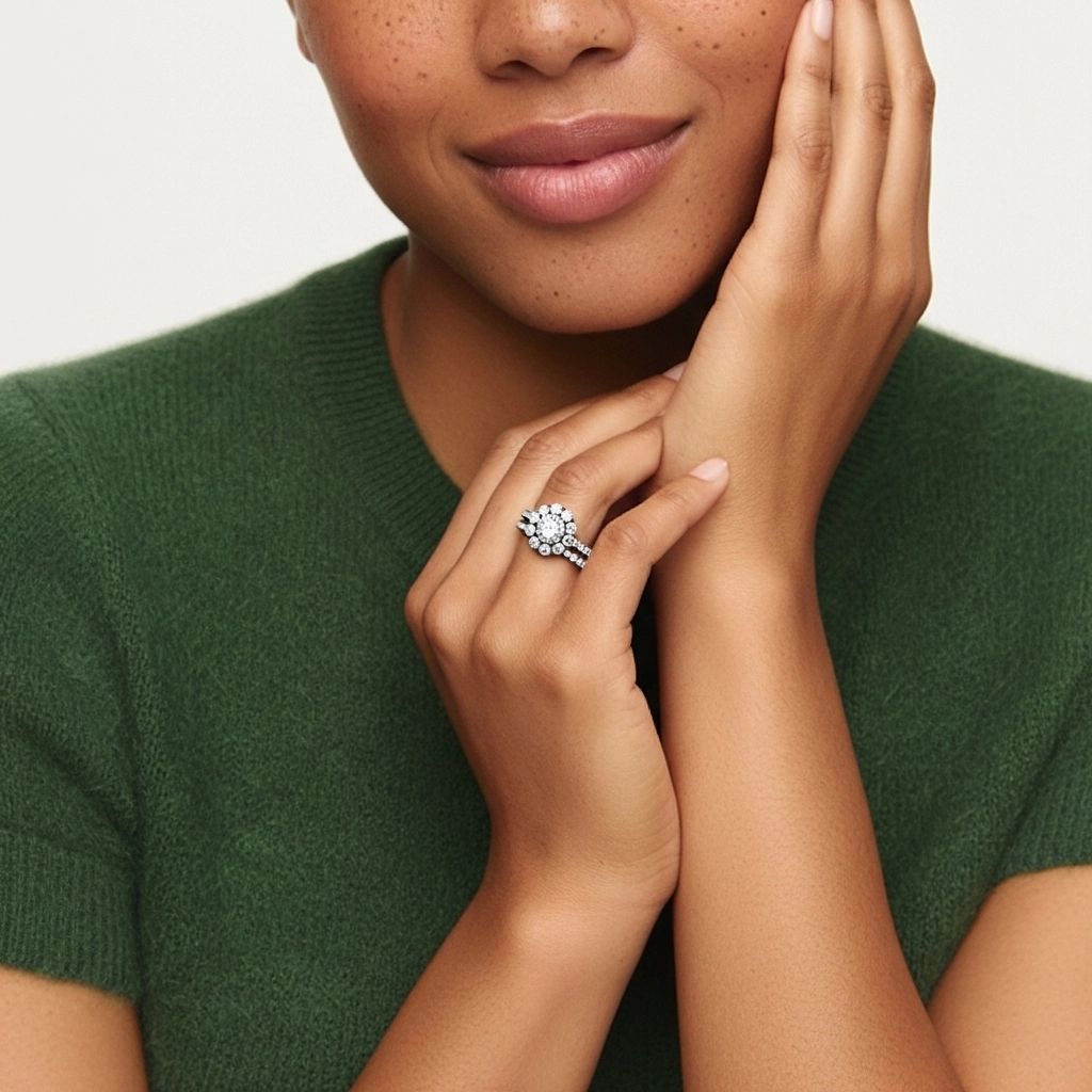 White Cubic Zirconia Wedding Ring Set