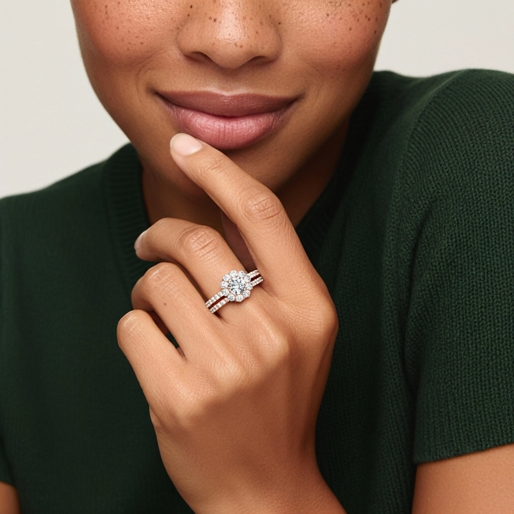 White Cubic Zirconia Wedding Ring Set