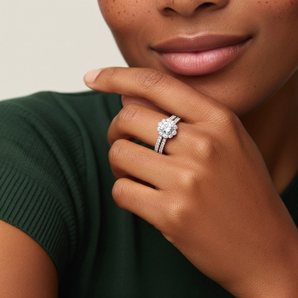 White Cubic Zirconia Wedding Ring Set