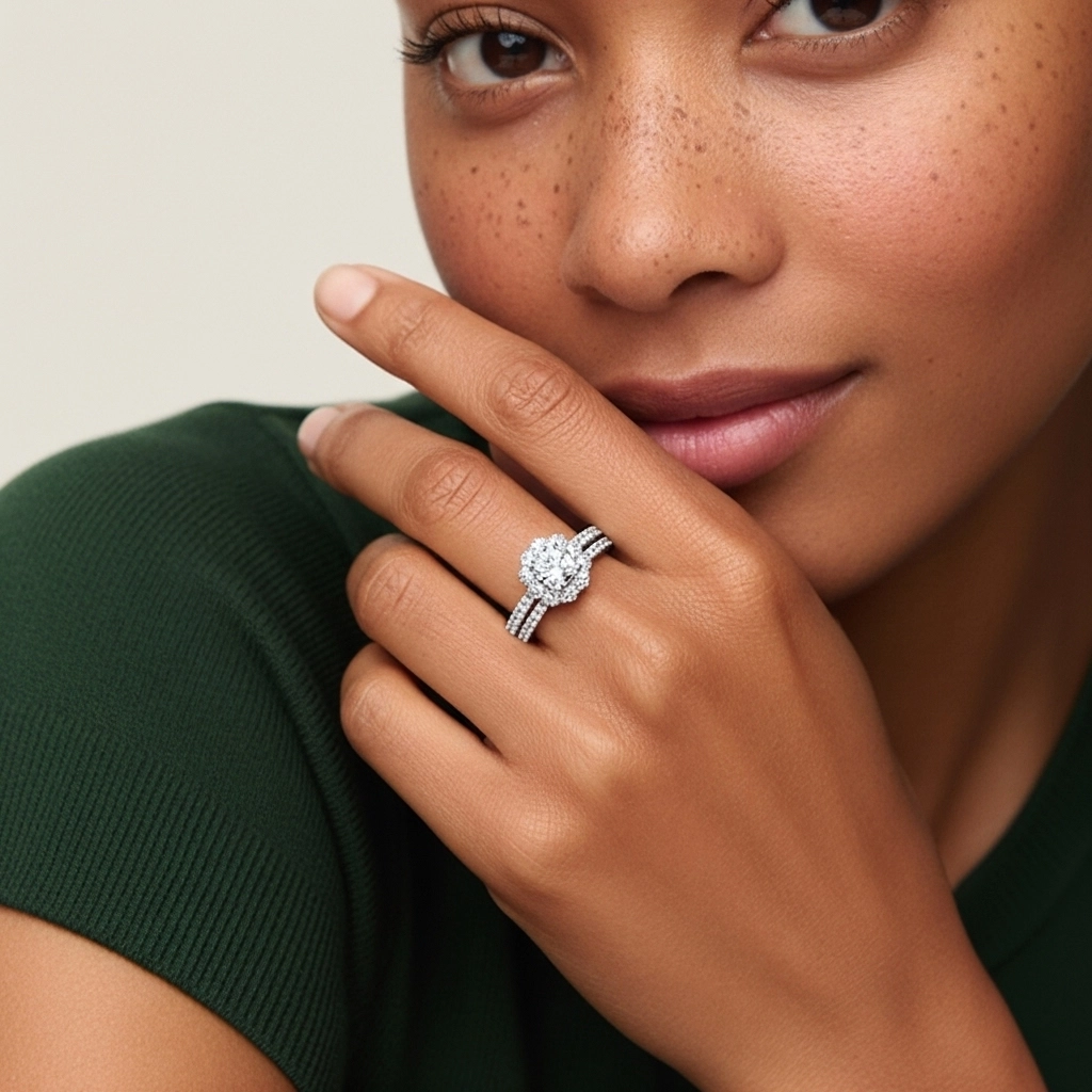 White Cubic Zirconia Wedding Ring Set